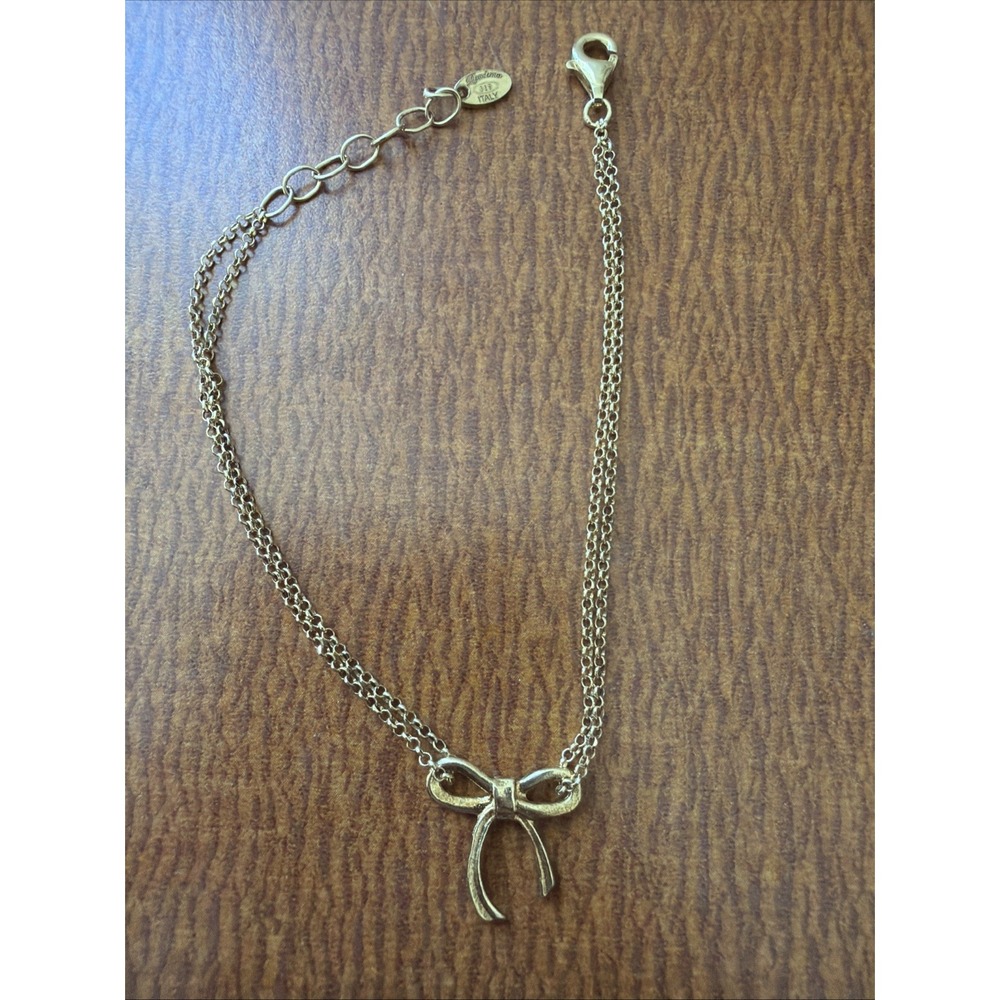 Dyadema 925 Gold Tone Bracelet With Bow Made In Italy Double Strand